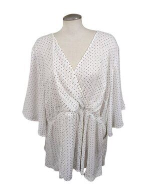 Torrid Flutter Sleeve Surplice Babydoll Polka Dot Top White Womens Plus 5X